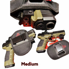 Load image into Gallery viewer, UNIVERSAL LASER IWB MEDIUM GUN HOLSTER VIRIDIAN HOLOSUN LASERMAX LASERTAC