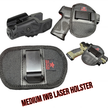 Load image into Gallery viewer, UNIVERSAL LASER IWB MEDIUM GUN HOLSTER VIRIDIAN HOLOSUN LASERMAX LASERTAC
